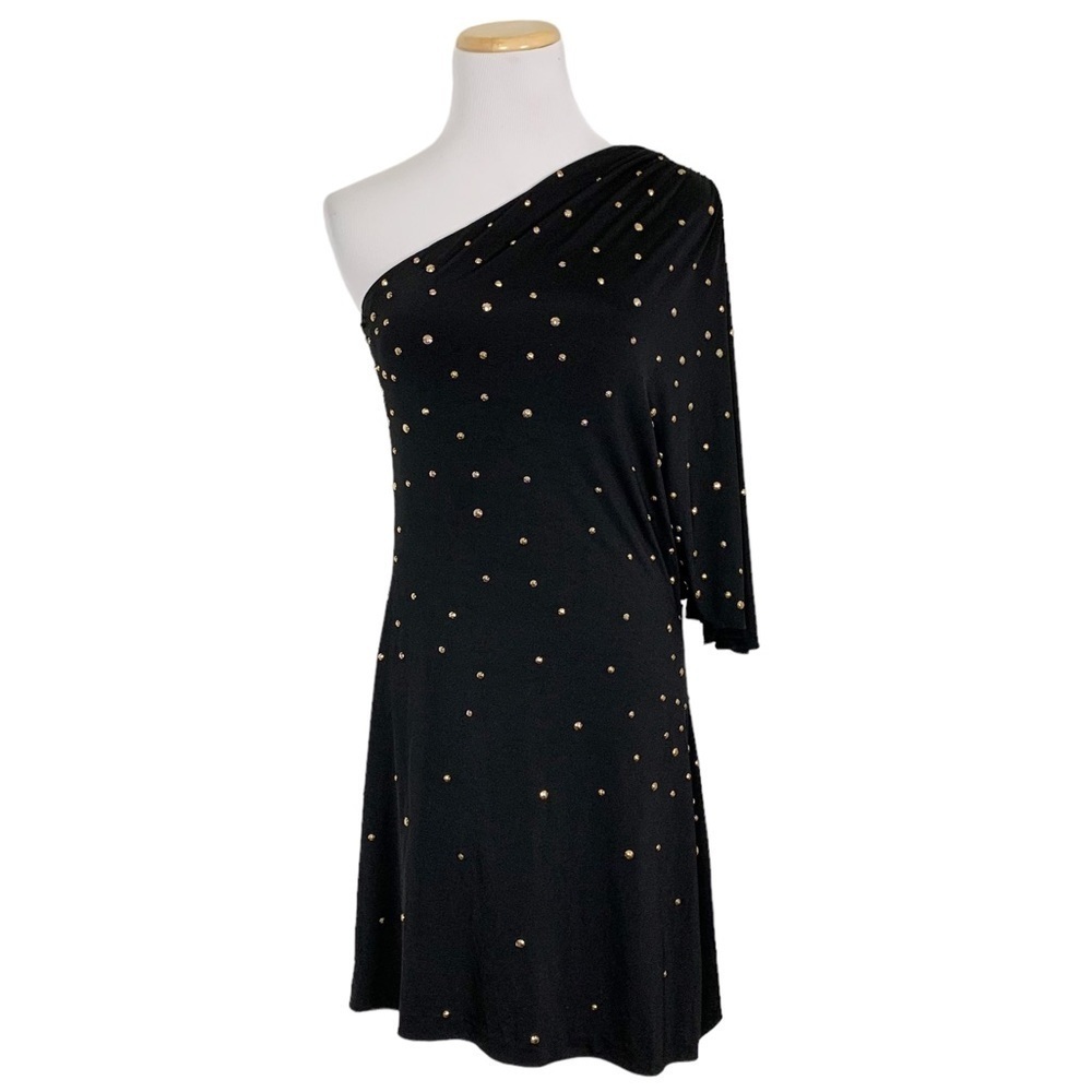 Halston Heritage one shoulder Studded bejeweled embellished dress